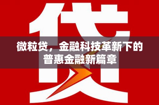 云溪微粒贷，金融科技革新下的普惠金融新篇章